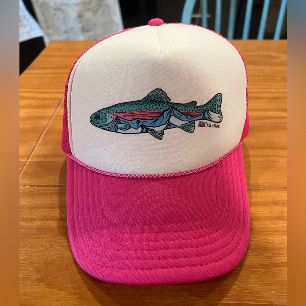 Pink Foam Trucker Hat w Trout